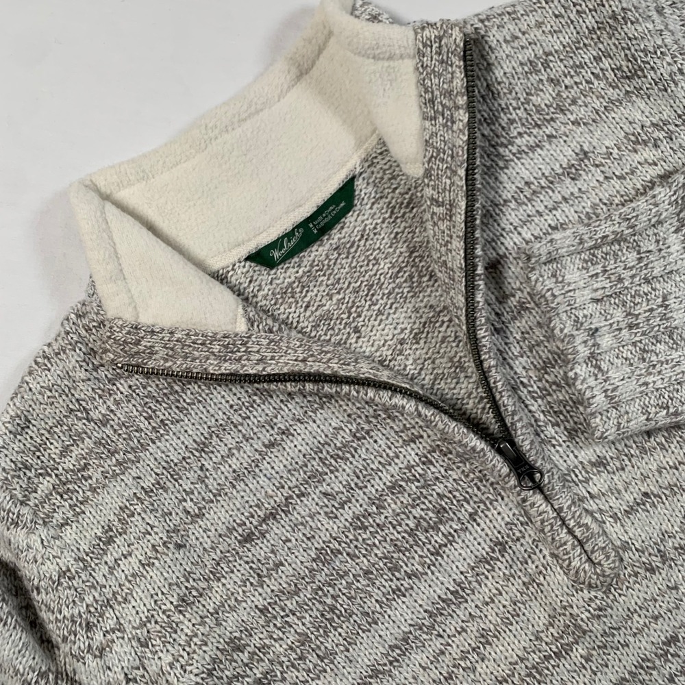 Woolrich Womens‎ M Gray Knit Quarter Zip Mock Neck Pullover Sweater